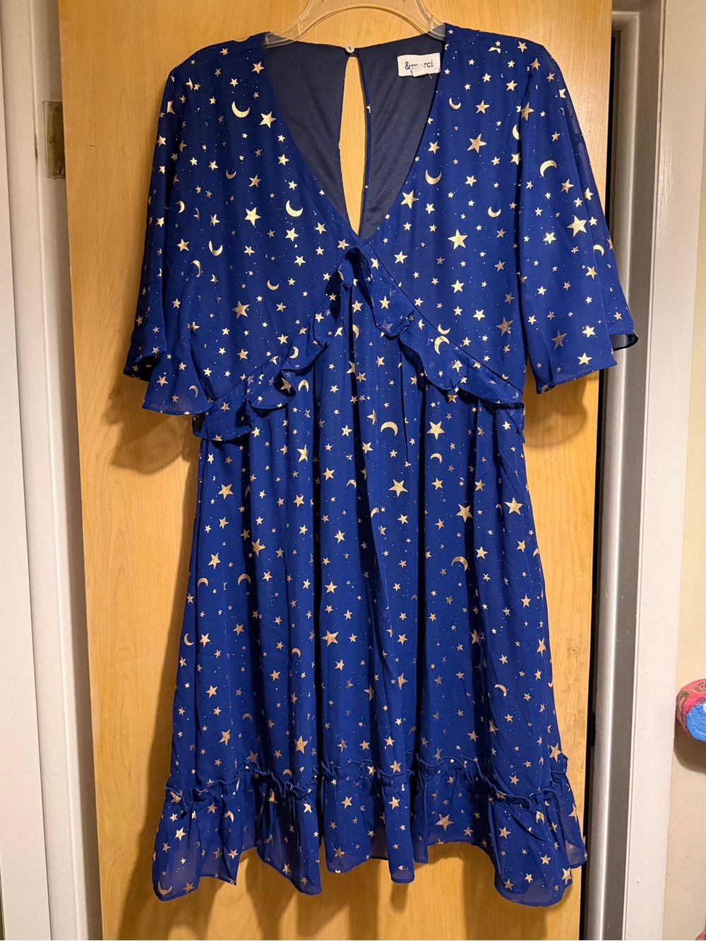 Women’s Navy Star & Moon Ruffle Dress